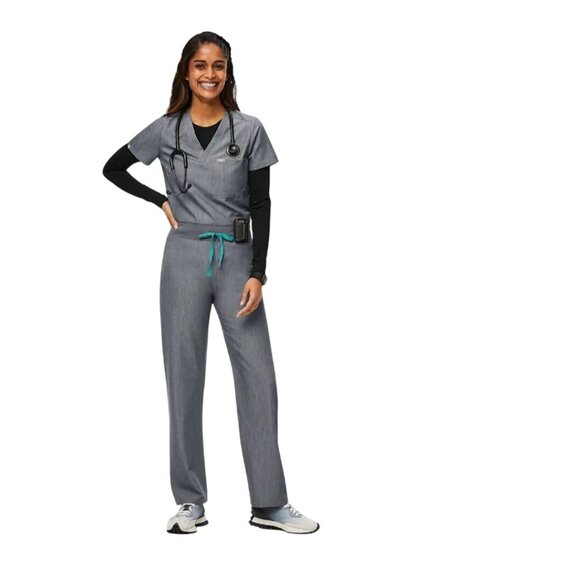 Figs High Waisted Livingston Basic Scrubs T21003 Graphite 2 Pocket Size XXL - Picture 6 of 11